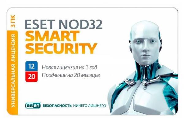 ПО Eset NOD32 Smart Security Family - универ лиц продл на 20 мес или новая на 3 devices 1 year Card